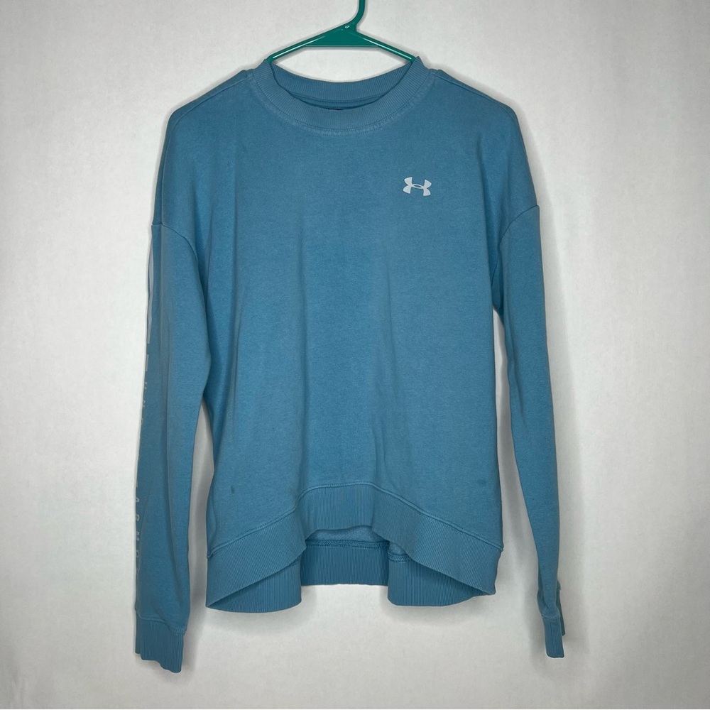 Under Armour Ladies XS Hustle Fleece Crewneck Logo Pullover Crew Sweatshirt